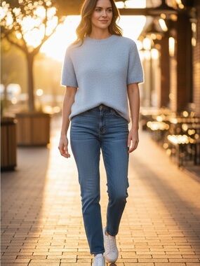 Frame Gray Fitted Sweater Tee Size Small Alpaca-Blend, Cropped